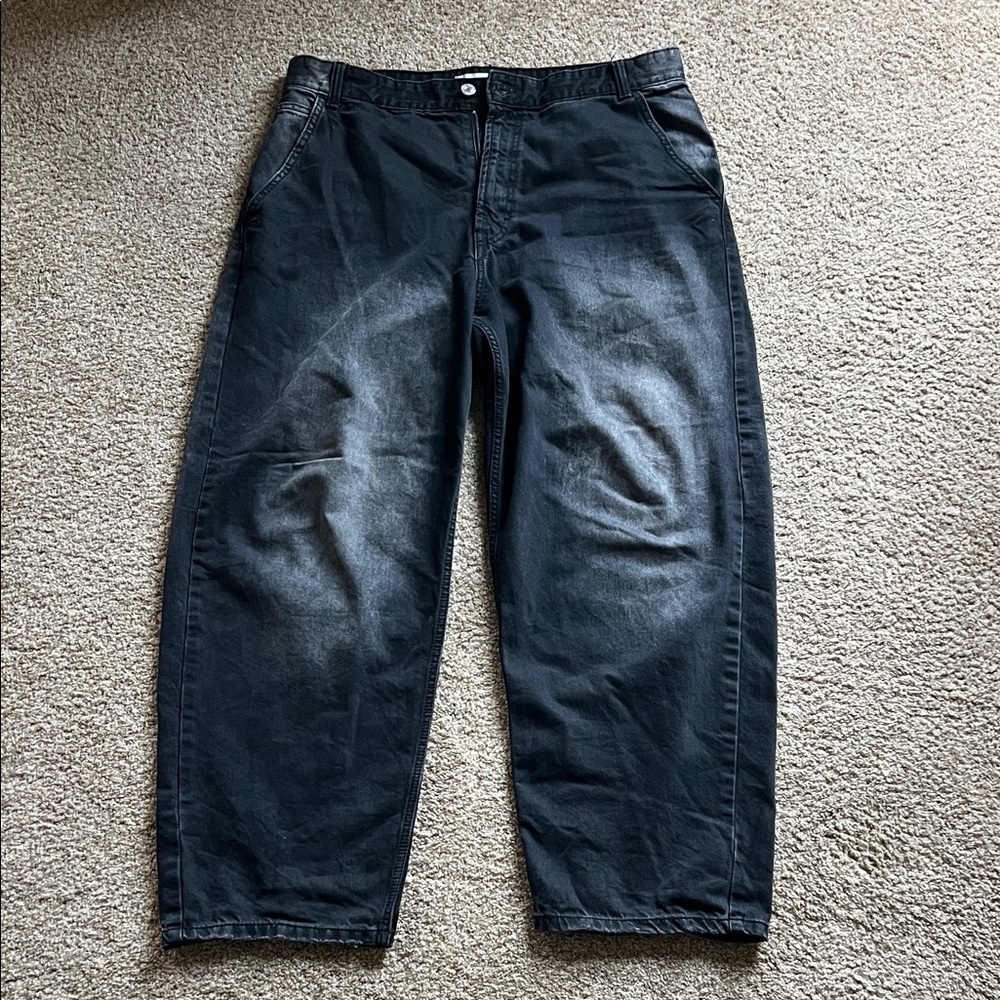 Bershka Men's Dark Gray Relaxed Jeans